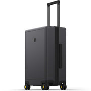 LEVEL8 Trunk Luggages, Large Suitcase 28 Inch Luggage with Spinner Wheels, Luminous Textured Checked Lightweight Hard Shell with Tsa Lock, Black