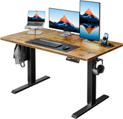 HUANUO 48" x 24" Electric Standing Desk Adjustable Height, 4 Memory Height Settings, Headphone Hook, Cable Manager, Sit Stand Up Desk for Home Office & Computer Workstation, Black