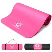 1/2-Inch Extra Thick NBR Yoga Mat with Enhanced Stability - Textured Design, Lightweight Mat with Carrying Strap & Case for Yoga, Pilates, Gym & Home Use (Multiple Colors)