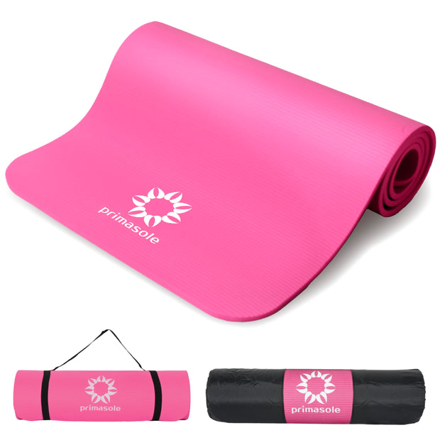 1/2-Inch Extra Thick NBR Yoga Mat with Enhanced Stability - Textured Design, Lightweight Mat with Carrying Strap & Case for Yoga, Pilates, Gym & Home Use (Multiple Colors)
