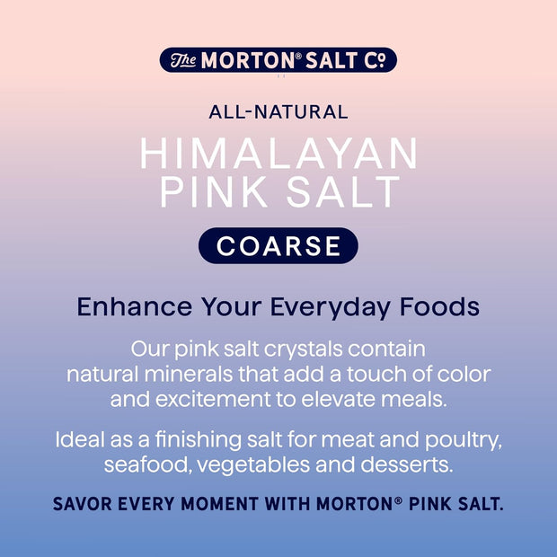 Morton All-Natural Himalayan Pink Salt, Coarse, (17.6 oz), 2-Pack, Perfect for Cooking & Finishing