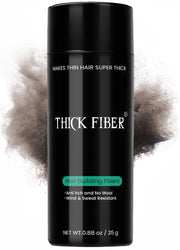 THICK FIBER Hair Fibers for Thinning Hair & Bald spots (BLACK) - 25g Bottle - Conceals Hair Loss in Seconds - Hair Powder for Women & Men