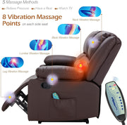 YODOLLA 3 PCS Recliner Sofa Set for Living Room Furniture Set，Overstuffed Leather Reclining Sofa with Massage&Heat Function, Manual Control Couch Set，Theater Lounge Seat with Side Pockets, Brown