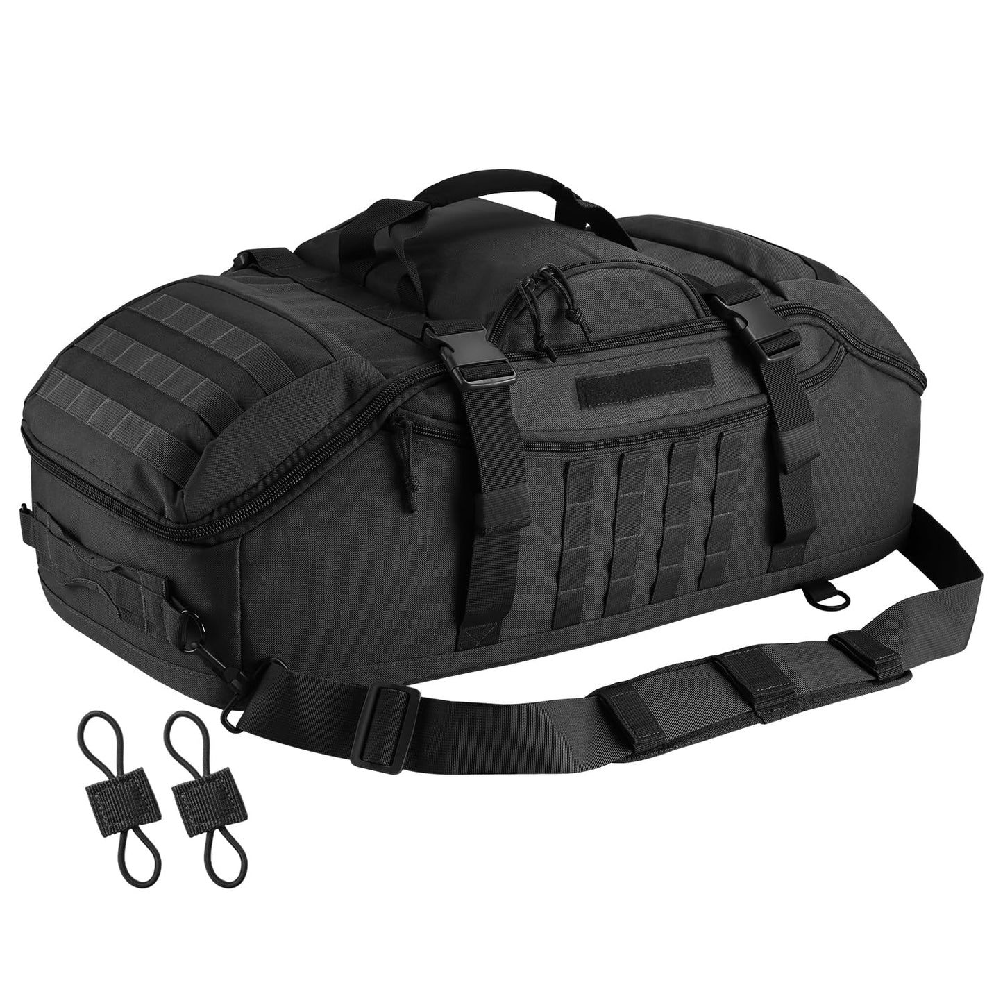 65L Large Duffle Bag, 3-in-1 Tactical Backpack MOLLE Pack for Sports, Gym, Outdoor, Black