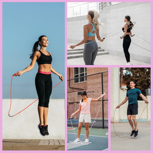 Weighted Jump Rope Nylon Adjustable - Tangle-Free Jump Rope for Women, Men, Kids, and Adults with Foam Handle, Rapid Speed with Ball Bearings, 360° Rotation Jumprope for Fitness, Training and Exercise