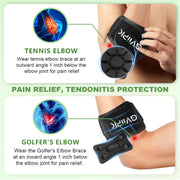 Tennis Elbow Brace Strap for Tendonitis Elbow Relief for Men & Women, Golfers Elbow Brace, Arm Forearm Braces Bands, Golf Elbow Pads Support - Black 1 Pack