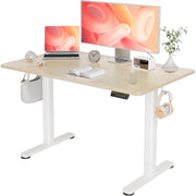 YDN Electric Standing Desk Adjustable Height, 40 x 24 Inches Stand up Desk with Cable Management, Home Office Desks with Splice Board & White Frame, White Top