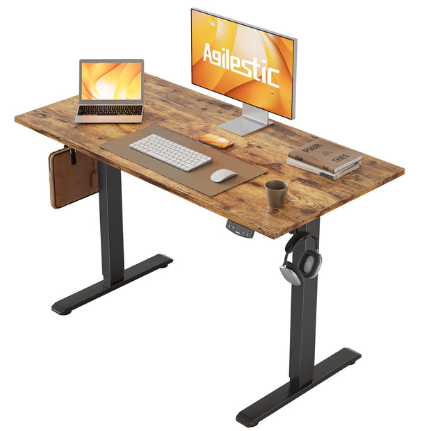 Agilestic Electric Standing Desk, 48 x 24 Inches Height Adjustable Desk, Sit Stand up for Work Office Home, Ergonomic Rising Computer Table with Memory Preset, Rustic Brown