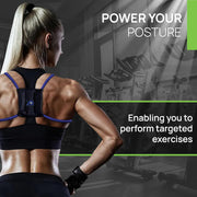 PRIMEKINETIX PostureMedic Dynamic Posture Brace for Neck and Back Support -For Enhanced Shoulder Alignment, Posture Improvement & Stretching- M(Blue)