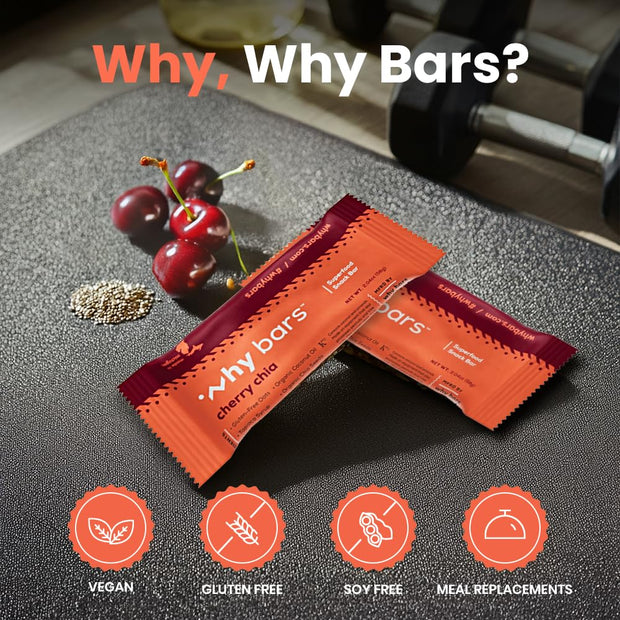 Superfood Protein Bar, Cherry Chia, 2.04 Ounce Bars (Pack of 12 Protein Bars) - Protein Bar Superfood, Gluten Free, Non GMO, Organic, Vegan, Simple Ingredients
