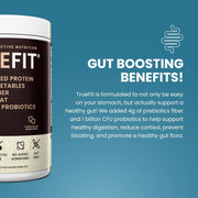 TrueFit Gut Healthy Protein Powder, Grass-Fed Whey Meal Replacement Shake with Prebiotics, Probiotics, & Organic Superfoods, Keto Friendly, Gluten Free (Packaging May Vary)