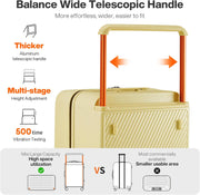 mixi 26 Inch Large Checked Luggage Suitcase with Spinner Wheels Upgrade Wide Handle PC Hard Shell Rolling Travel Suitcase with TSA Lock, Lark Yellow