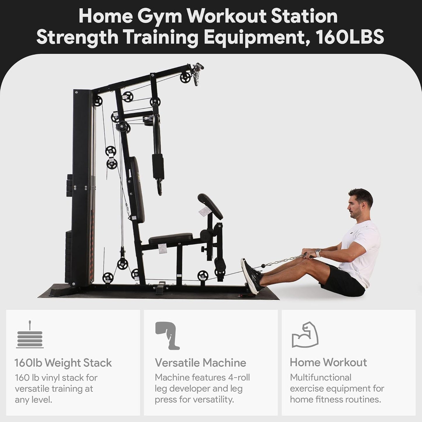 BalanceFrom Multifunctional Home Gym Workout Station with 160LBS Weight, Comes with Floor Mat Stack, Comes with Floor Mat