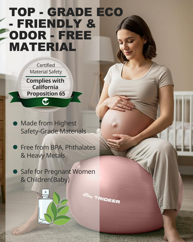 Trideer Yoga Ball – Anti-Burst Exercise Ball for Pregnancy, Office, Birthing, Stretching & Core Workout – Home Gym & Therapy
