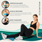 Oceanfoam Ripple Travel Foam Roller (11" x 3.35") Firm Mini Foam Roller for Physical Therapy, Deep Tissue Massage, Back Pain - High Density, Ergonomic Wave Textured - Yoga, Exercise (Black Marbled)