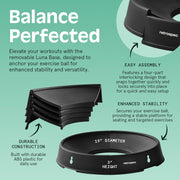 Retrospec Luna Exercise Ball with Pump - Anti-Burst Fitness Equipment for Yoga, Core Training & Stability - Home Gym Swiss Ball for Office & Pregnancy