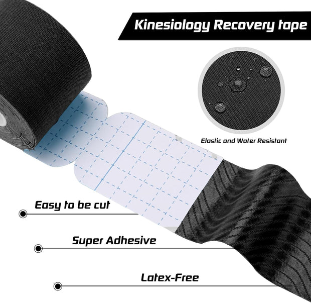 Kinesiology Tape Precut 3 Rolls, Athletic Sports Tape for Muscle Joints Support, 60 Strips for Knee Ankle Shoulder Wrist, Latex Free and Water Resistant, Pink