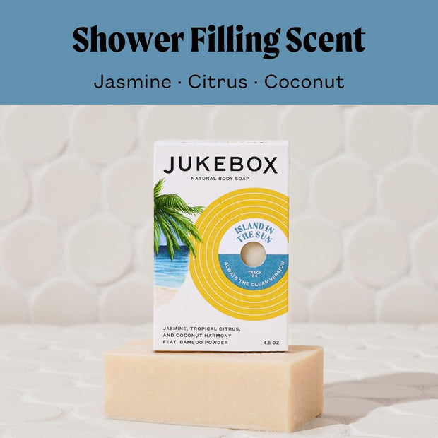 JUKEBOX Soap Sampler Gift Pack- 5 Bar Soaps-Rose Hips Don't Lie, Gettin' Figgy With It, Island in the Sun, Sky Blue Malibu, That's Limone