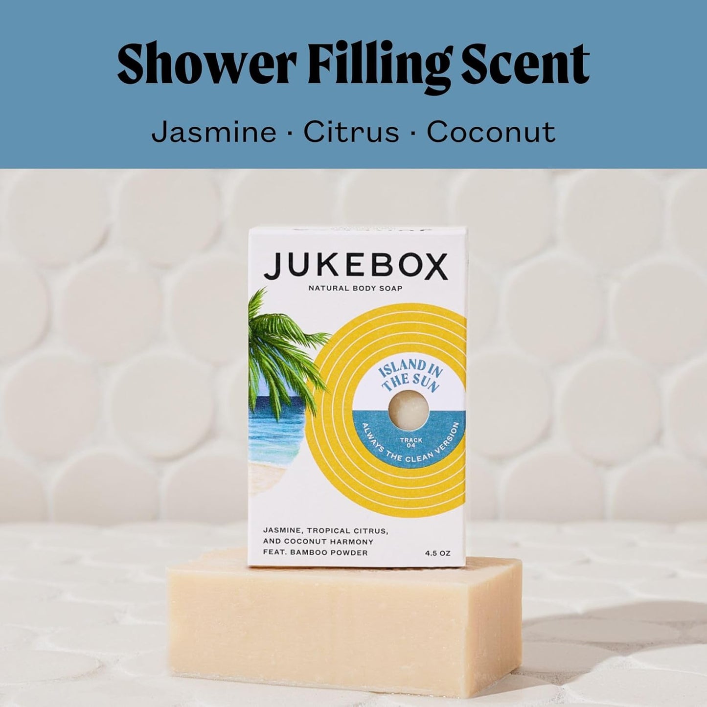 JUKEBOX Soap Sampler Gift Pack- 5 Bar Soaps- Sky Blue Malibu, Island In The Sun, That's Limone, Rose Hips Don't Lie, Born To Be Wild