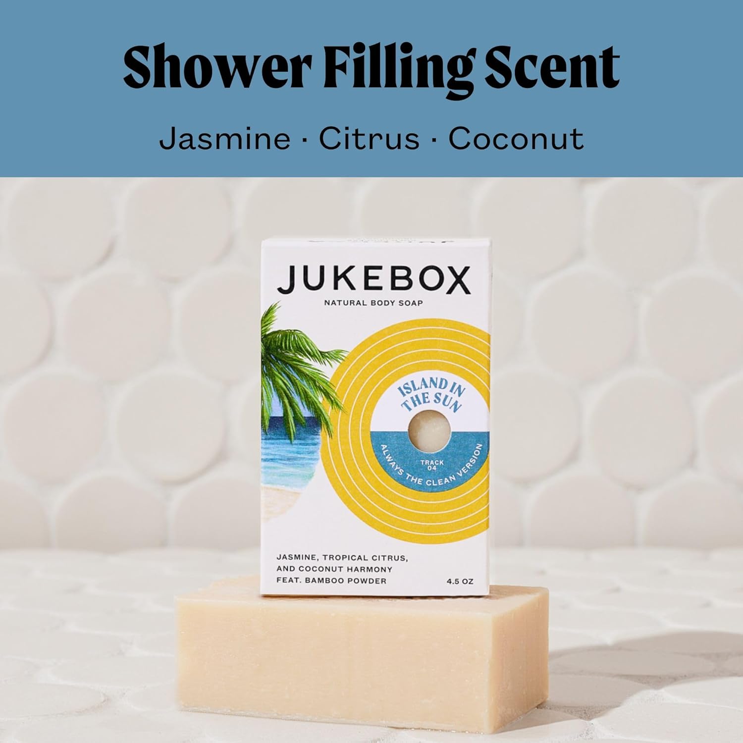 JUKEBOX Soap Sampler Gift Pack- 5 Bar Soaps- Sky Blue Malibu, Island In The Sun, That's Limone, Rose Hips Don't Lie, Born To Be Wild