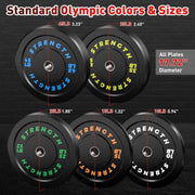 Olympic Rubber Bumper Weight Set - 2 Inch Barbell Plates for Home Gym Strength Training