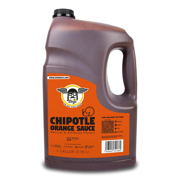 Mr Wings Chipotle Pepper & Orange Mild Sauce 1 Gallon (128 Fl Oz). Authentic consistent chili sauce, ideal for cooking pork and chicken. Big sauce bulk.