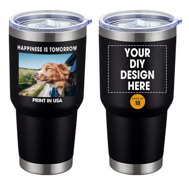 Personalized Custom Tumbler Print in USA 48 Pcs Double Wall Insulated Tumbler 32oz Stainless Steel Coffee Cup with Lid & Straw