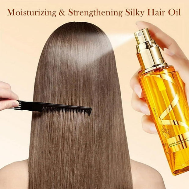 Moisturizing & Strengthening Silky Hair Oil, Hydrating Hair Treatment Essential Oil, Protein Hair Repair Leave-In Conditioning Essential Oil Spray, Hair Oil Serum Spray for Frizzy Hai (white)