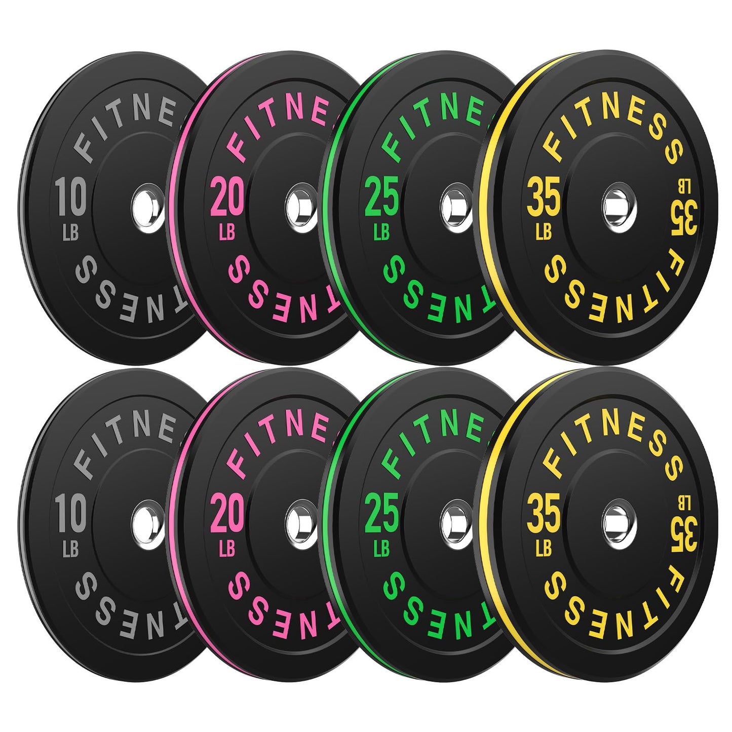 Bumper Plates 2 - Inch Olympic Weight Plate Set for Barbell, 10-55 lb Rubber Weights Sets for Home Gym, Strength Training Plate, Weight Lifting, Black