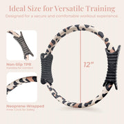 Pilates Ring Fitness Circle for Women – 12" Magic Circle Pilates Equipment Tool with Exercise Guide - Leopard Print