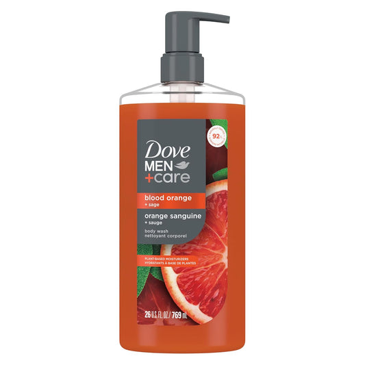 DOVE MEN + CARE Body Wash Blood Orange to Rebuild Skin in the Shower with Plant-Based Cleansers and Moisturizers 26 fl oz