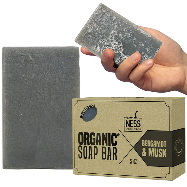 Ness Mens Soap Bar - Smoked OUD Scent - Natural Soap For Men - Mens Bar Soap With Organic Ingredients & Essential Oils - Moisturizing Bar Soap - Handmade In The USA, Cruelty Free, Vegan - 3 Pack