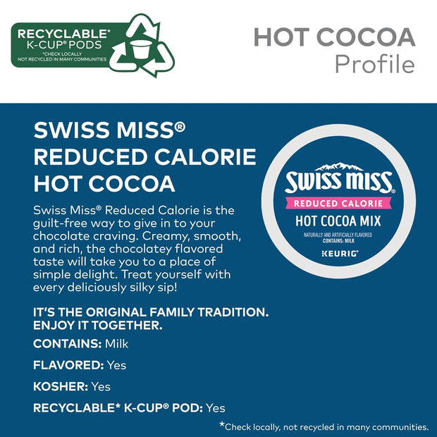 Swiss Miss Milk Chocolate Hot Cocoa, Single-Serve Keurig K-Cup Pods, Hot Chocolate, 44 Count