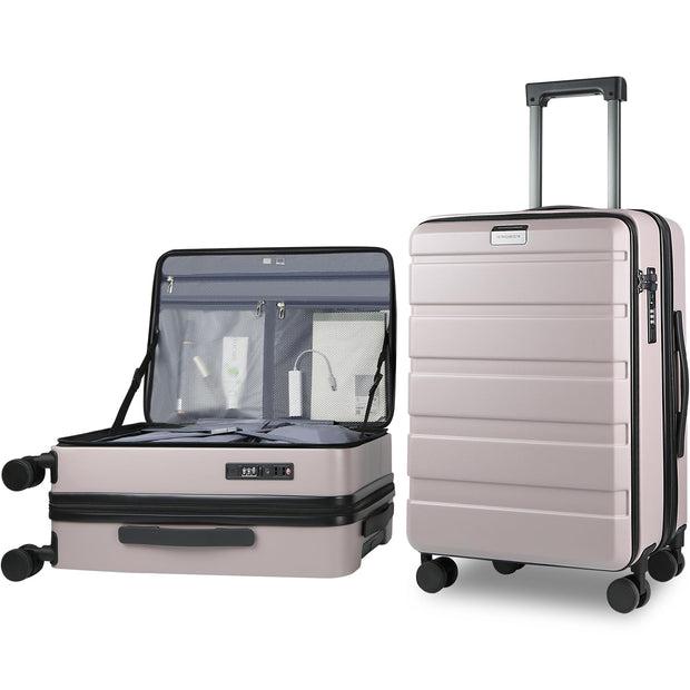 KROSER Carry On Luggage with Spinner Wheels & Built-in TSA Lock, Expandable Top Loading Hard Shell Suitcase Large Capacity Durable Rolling Luggage with USB Port, Carry-On 20-Inch, Dark Green