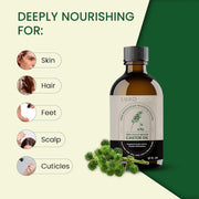 Pure Castor Oil - Cold Pressed 100% Castor Oil for Hair Growth, Skin, Eyebrows, Eye Lashes, Nails & Cuticles - Hexane Free, Natural & Unrefined - Includes Dual Mascara, Dropper & Scalp Massager