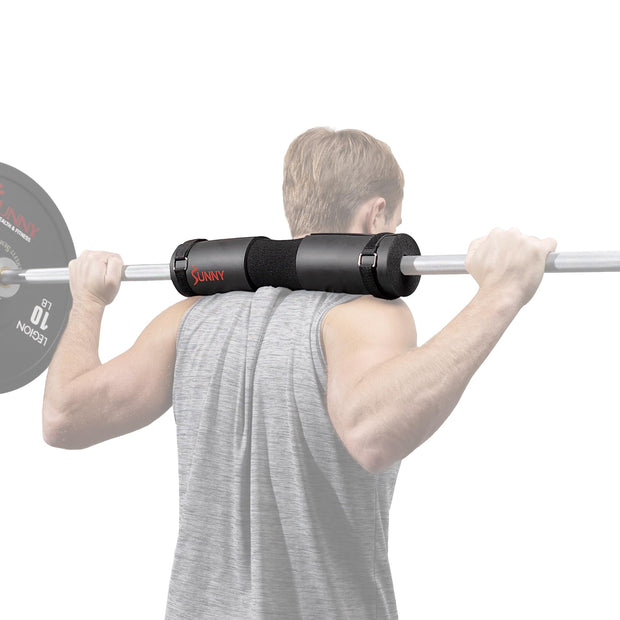 Sunny Health & Fitness 60-Inch Chrome Barbell Bar or High-Density Foam Barbell Pad – Strength Training Gear for Squats, Deadlifts, Hip Thrusts, Bench Press, Lunges & Full-Body Home Gym Workouts