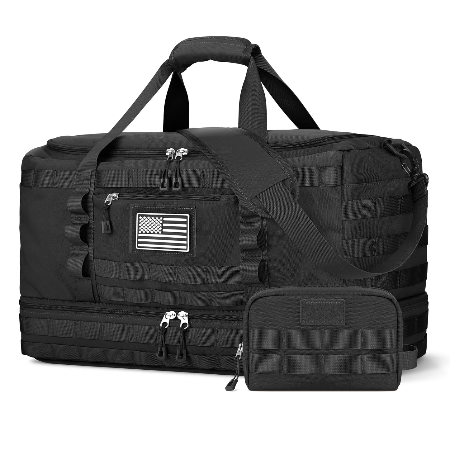 ETRONIK Travel Bag for Men Women, Gym Bag & Tactical Duffle Bags for Travel, Carry on with Toiletry Bag and Shoe Compartment, Weekender Overnight Trip with Wet Pocket for Workout Medical, Black
