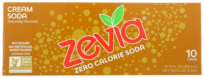 Zevia Zero Calorie Soda, Cream, 12 Fluid Ounce