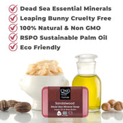 One With Nature Dead Sea Salt Sandalwood Soap 4oz 3-Pack – Purifying and Exfoliating Soap Bar with Dead Sea Minerals and Sandalwood for Face & Body, for Men & Women