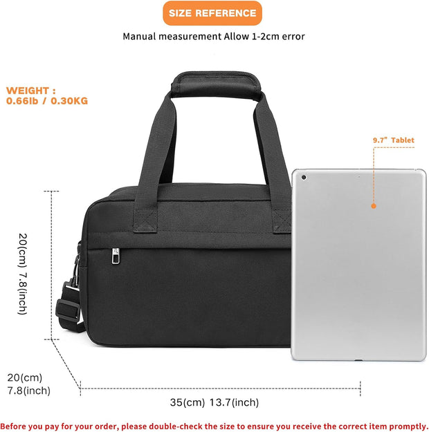 Kono Travel Duffel 13.78"x7.87"x7.87" Under Seat Carry-On 14L Sports Tote Gym Weekender Overnight Bag Extra Small, Black