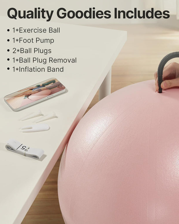 YOTTOY Anti-Burst Exercise Ball for Working Out, Yoga & Pregnancy, Extra Thick Workout Ball for Physical Therapy & Fitness