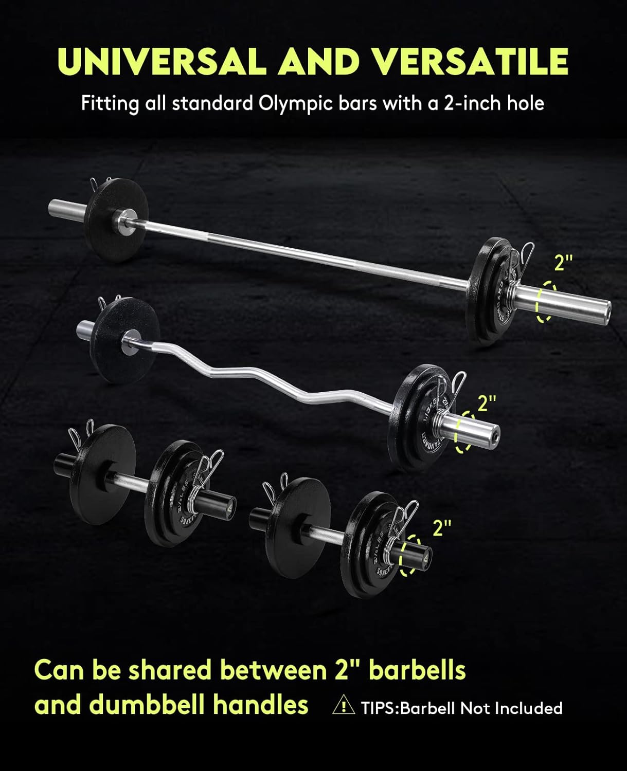 Cast Iron 2-Inch Olympic Weight Plates Set for Strength Training, Barbell Free Weight Plate Set for Weightlifting in Home Gym, Multiple Sizes From 2.5LB to 40LB