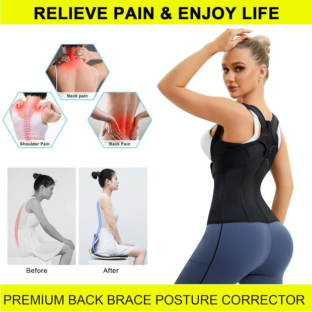 URSEXYLY Back Brace For Women Waist Trainer Vest Back Straightener Adjustable Posture Corrector Spinal Neck Shoulder Support