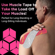 OK TAPE Synthetic Kinesiology Tape Precut Strips, Waterproof Kinesiology Athletic Tape for Joint & Muscle Support, Reflective and Durable Tape, 2in×16.4ft Roll 20PCS | Beige