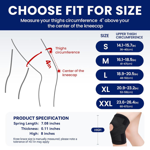 Knee Brace for Meniscus Tear, Knee Pain, Adjustable Breathable Knee Support with Side Stabilizers for Knee Pain Arthritis Recovery Joint Support, Women and Men