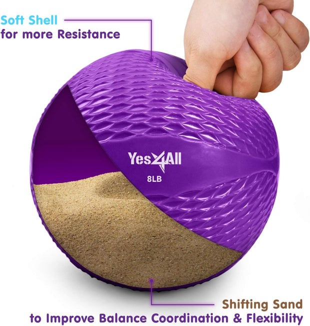 Yes4All Weighted Toning Balls for Exercise, Soft Medicine Balls for Exercise, Pilates, Yoga, Balance, Flexibility, 2-10lbs