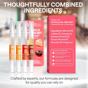 Cuticle Oil Pen 4-Pack – Nail Growth Oil and Strengthener with Jojoba, Almond & Vitamin E – Cuticle Care Oil for Nails & Cuticles – Nail Repair, Hardener & Moisturizer – Scented Nail Pens for Manicure