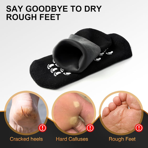 MoyRetty Moisturizing Silicone Socks for Men - Large Size, Ultimate Aloe-Infused Gel for Home Use - Say Goodbye to Dry Cracked Feet Black