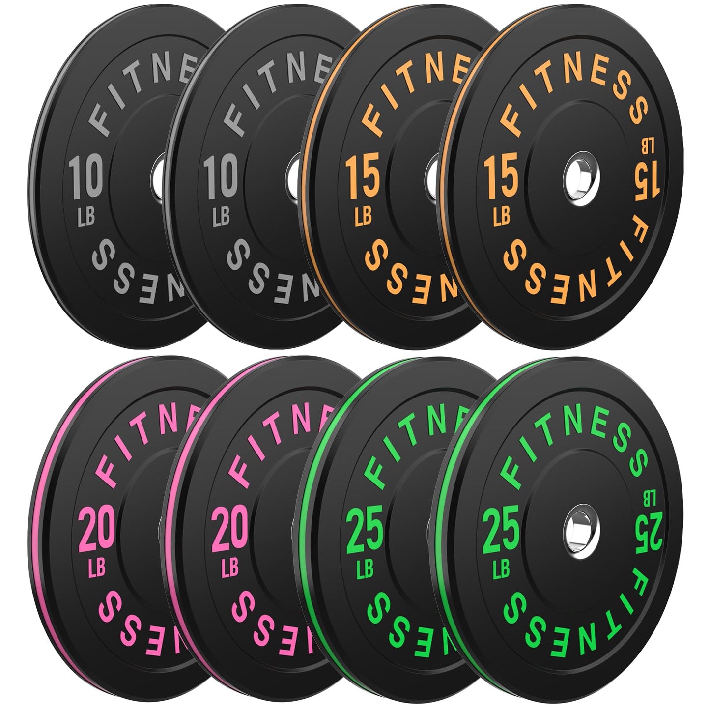 2 Inch Bumper Plates，10-500lbs，Barbell Rubber Olympic Weight Plates Set for Home Gym, Strength Training & Weight Lifting, Multiple Options Colors