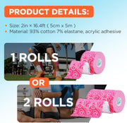 OK TAPE PRO Kinesiology Tape, 2inch x Long Roll 16ft Free Cut Tape, Elastic Athletic Tape Therapeutic Latex Free, Black+Black